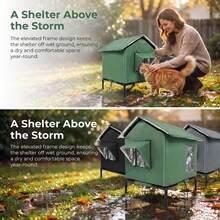 Outdoor Cat House Detachable Elevated Waterproof Pet Bed - Multi-color - View 4