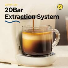 CAFELFFE Capsule Coffee Machine 20BAR Hot & Cold Brewing, Compatible With D* & N* Capsules/Ground Coffee, Descaling Function, 3-In-1 600ml Removable Water Tank, One-Touch Extraction High-Efficiency Brewing System Coffee Machine For Home, Office - EU F Type Plug(220-240V) - View 3