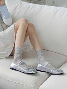 1/3/5/10 Pairs Women's Stacked Socks, Summer Thin Ballet Style Boat Socks, Mesh Breathable Ruffle Mid-Calf Socks, Ins Style Versatile Short Socks - Multicolor - View 5