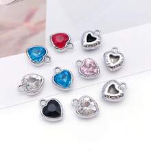 5/10pcs Heart Rhinestone Charms Multicolor Faceted Crystal Heart Pendant Charms For DIY Bracelet Necklace Earring Jewelry Making Findings - Multicolor - View 4
