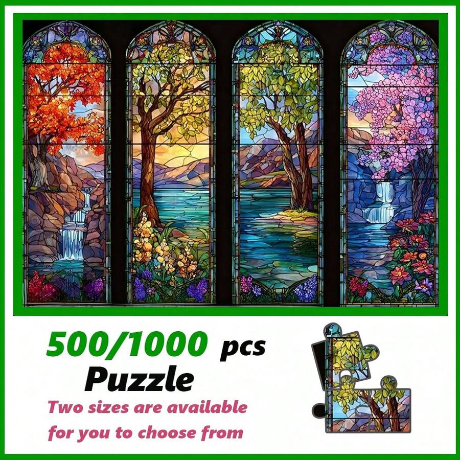 500pcs/1000pcs Adult Large Puzzle Gift, Family Interactive, Puzzle DIY Home Decor, Premium Family Fun Puzzle Designed For Birthday, Valentine's Day, Mother's Day, Thanksgiving, Easter, Halloween, Christmas, Gift Giving, Highly Favored By Puzzle Enthusiasts - Multicolor - View 1