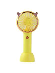 AOYI 1 pieza Rizador de pestañas recargable de 500mAh con luz LED de presión prolongada, 3 niveles de ajuste, mini ventilador portátil de mano, adecuado para uso al aire libre - Amarillo - Ver 2