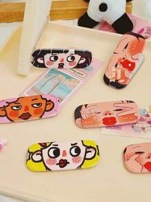 1pc Creative Mirror Phone Back Sticker Adhesive Folding Stand, Funny Cartoon Mirror Makeup Mirror For Girls, Sturdy Desktop Support For Watching Shows, Niche Design - Multicolor - View 1