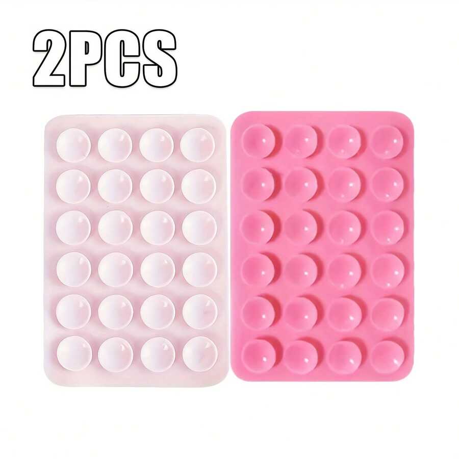 2 piezas Ventosas de silicona para teléfono - Con 24 almohadillas adhesivas, fáciles de quitar y limpiar, agarre mejorado, aptas para múltiples superficies de instalación, accesorio de viaje - Multicolor - Ver 1