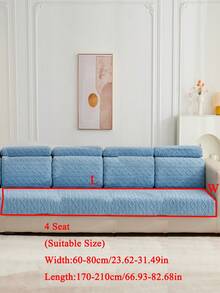 1pc Plush Sofa Cushion Cover, Elastic Thickened Non-Slip Sofa Cover, Suitable For Living Room, Bedroom, Outdoor Sofa, Protects Sofa From Pet Damage, Fits L-Shaped Single Sofa And 1/2/3/4 Seater Sofa, Autumn/Winter Home Decor Sofa Cover - Blue - View 16