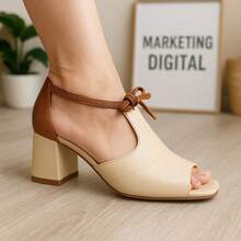 Lola MF Sandal | 4.5cm Block Heel | Exclusive Design | True To Size | Premium Comfort Insole - Apricot - View 4