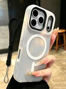 啞光淺黑色極簡磁吸手機殼，附黑色掛繩配件，相容 iPhone 18/18 Pro/18 Pro Max/17/17 Air/17 Pro/17 Pro Max/16/16E/16 Pro/16 Pro Max/16 Plus/15/14/13/12/11 Pro Max，支援無線充電，柔軟矽膠背蓋 - 黑色2 - 查看 5