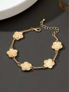 1pc Minimalist Floral Men's Bracelet Suitable For Daily Wear - Metal Flower Bracelet - View 5