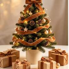 Flocked Ribbon Christmas Ribbon For Gift Wrapping, Christmas Tree Decorations, Wreath Decorations, Christmas Stocking Decorations, Flocked Satin Ribbon Bows 3/4 Inch X 10 Yards (Multiple Sizes Available) With Paper Spool For Easy Storage - Brown Size 10 - View 7