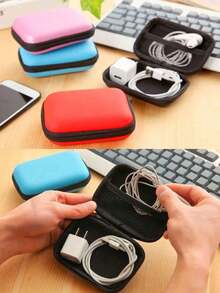 Cable Organizer Bag, Zipper Card Bag, Earphone Storage Bag, Lipstick/Cosmetic Storage Bag, Small Storage Organizer Case For Electronic Accessories, Portable Hard Shell Carrying Bag With Mesh Pocket,Travel Essential, Office Supplies,Halloween Gift - Multicolor - View 3