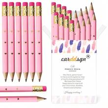 12 /27Pieces Bridal Shower Pencils Half Golf Pencils With Erasers Pre Sharpened 4 Inch 2 HB Mini Hexagon Wedding Pens For Bridal Shower Favors Office(Pink, - B-Pink - View 6