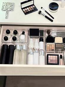 25/18/12/1pc Transparent Plastic Drawer Organizer Set, Includes 4 Sizes Of Transparent Drawer Organizers And Storage Boxes, Suitable For Cosmetics/Jewelry Vanity, Kitchen Utensils Or Desk, Bathroom, Kitchen Storage Shelves, Outdoor Storage Racks, Back To School Supplies - Clear - View 8