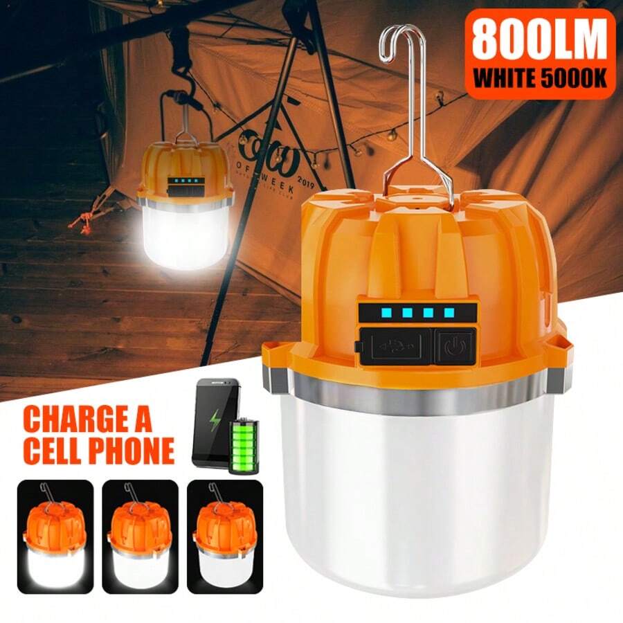 1pc Ultra Bright Rechargeable LED Emergency Light Pumpkin Shaped Camping Lantern Long Battery Life Tent Light Suitable For Home Outdoor Night Market - A - View 1