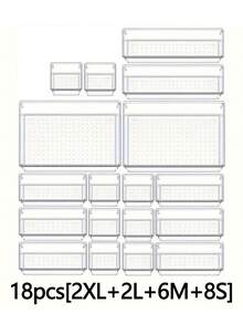 25/18/12/1pc Transparent Plastic Drawer Organizer Set, Includes 4 Sizes Of Transparent Drawer Organizers And Storage Boxes, Suitable For Cosmetics/Jewelry Vanity, Kitchen Utensils Or Desk, Bathroom, Kitchen Storage Shelves, Outdoor Storage Racks, Back To School Supplies - Clear - View 15