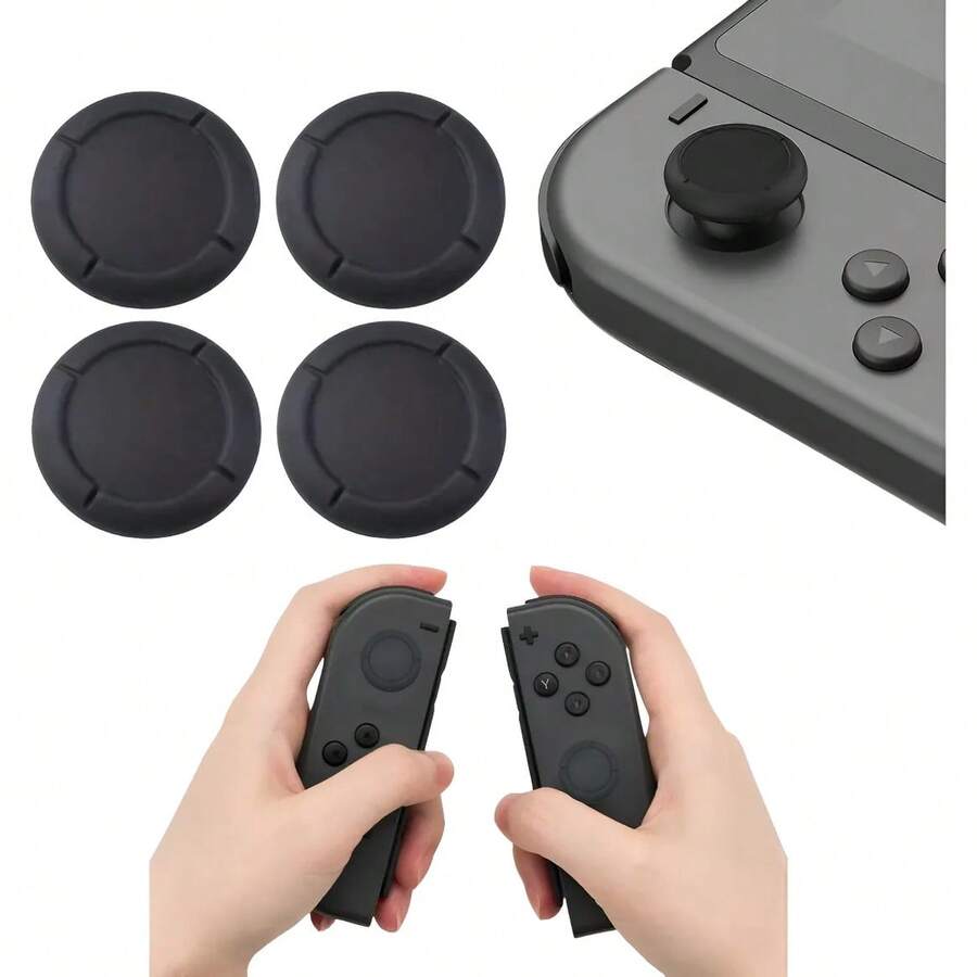 4 Gomas Para Joycon Refaccion Joystick Silicon Capuchon - Negro - Ver 1