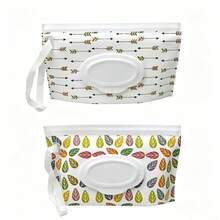 2pcs Baby Room Storage Tissue Bag Wet Wipes Pouch, Portable Baby Stroller Wet Wipes Bag With Hanging Rope, Self-Sealing Flip Cover Pull-Out Wet Wipes Pouch - As Shown - View 7