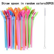 Reusable 2-In-1 Straw Spoon With Cleaning Brush, Detachable Stirring Spoon For Milkshakes & Ice Cream Sundaes, Candy Color Kitchen Utensil (5/10/15/20/30 Pcs Set) - Multicolor - View 23
