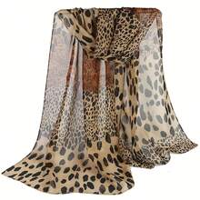 Bohemian Leopard Print Scarf - 100% Polyester, Non-Elastic, No Feathers, Printed Chiffon Shawl - Warm, Breathable Headscarf, Suitable For Outings, Travel, Beach - 1PC Scarf European And American Leopard Print Scarf Autumn/Winter New Korean Style Wholesale Chiffon Silk Scarf Cross-Border Hot - Multicolor - View 3