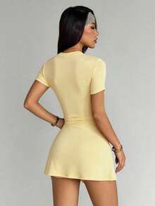 Women Athletic Onepieces Swimsuits - Light Yellow - View 2