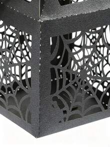 1/12 piezas Cajas de regalo de dulces de Halloween con cinta, estilo telaraña negra | Cajas de regalo de dulces de papel huecas de 2 pulgadas, adecuadas para recuerdos de boda gótica, recuerdos de fiesta, despedida de soltera y cumpleaños - Multicolor - Ver 3