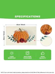 1pc/4pcs/6pcs,Autumn Pumpkin Table Mat,Rectangular Tablecloth,Washable,Suitable For Family Dinner,Coffee Table,Durable Kitchen And Dining Room Decor,Table Decor Party And Scene Decoration,Home Decor - Multicolor - View 3