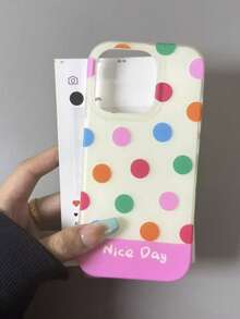 1pc IMD Colorful Polka Dot Phone Case Compatible With IPhone 17/16/15/14/13/12/11 Anti-Drop Acrylic Protective Cover - Multicolor - View 3