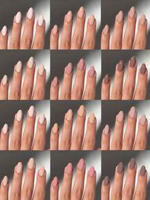 288 piezas/Set (12 colores surtidos) Uñas postizas ovaladas cortas, Uñas marrones, Uñas caqui, Set de uñas color té con leche, Puntas de uñas acrílicas color café cálido para otoño/invierno - Multicolor - Ver 1