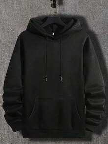 Father's Gift, Men's Sports Casual Hooded Open-Front Sweatshirt, Practical Pockets, Suitable For Daily Wear And Sports Scenes. - Black - View 4