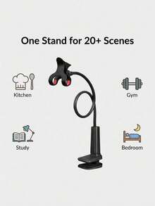 1pc 360° Rotatable Clip-On Phone Holder, Adjustable Slouchy Bedside Phone Stand, Hands-Free, Suitable For Bedroom, Desk, Kitchen, Universal For Phone/Tablet, Ideal For Live Streaming, Video Calls, Gaming, Watching Movies - Multicolor - View 7