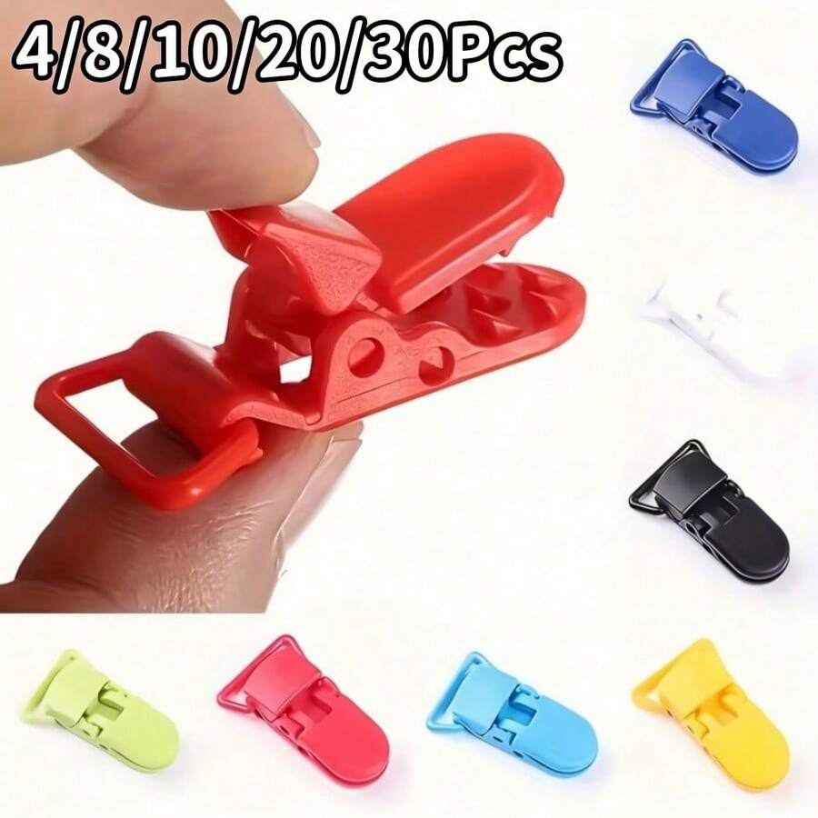4/8/10/20/30Pcs T-Shaped Plastic Clips With Alligator Clips, These Clips Can Be Used For Handkerchiefs, Towels, Straps, Badges, Durable Multi-Purpose Clips, Suitable For Crafts, Displays, Hanging Decorative Cards (Random Colors, Black, White)