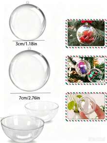 10pack Clear Holiday/Party Fillable Ornaments, Fillable Decorative Balls For Crafts, DIY Christmas Decorations, Christmas, Holidays, Weddings, Parties, Home Parties, Christmas Party Gift Storage Decorative Balls, Party Supplies Wholesale - Hollow Ball - View 10