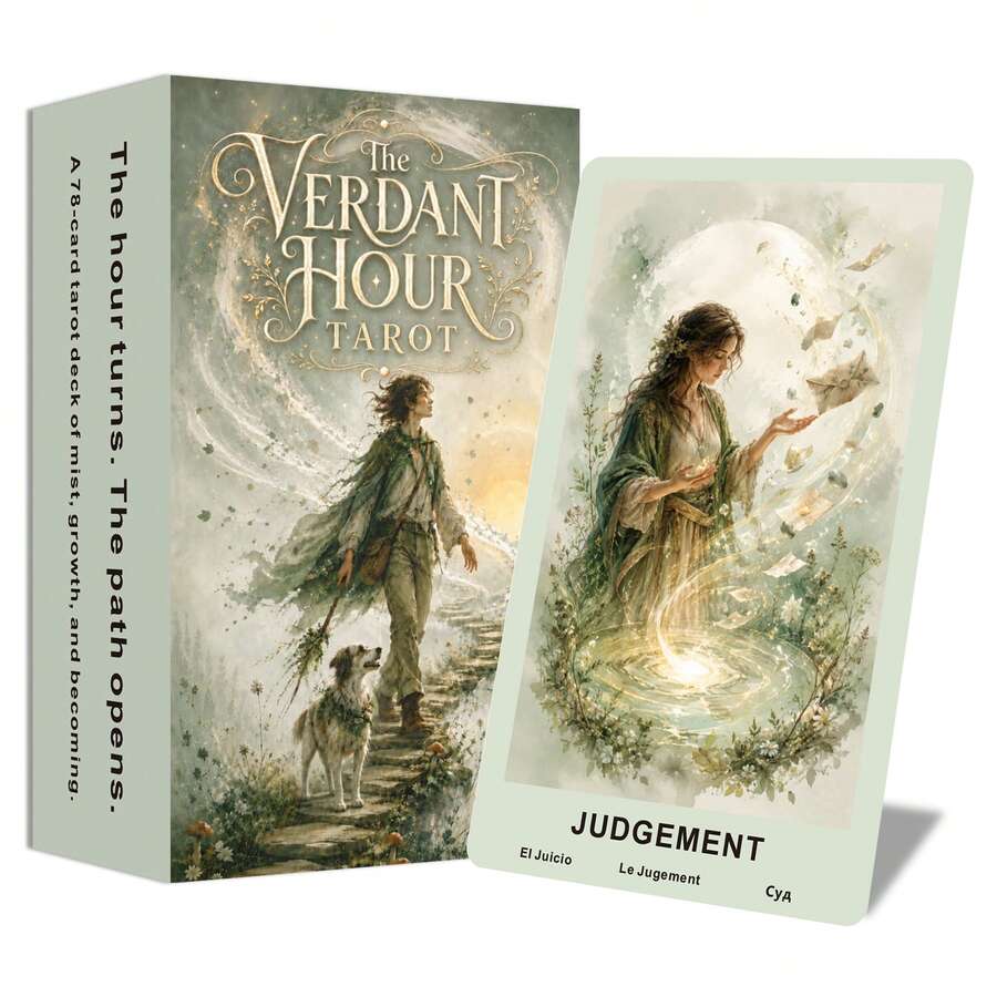 Dek Tarot The Verdant Hour, 78 Kartu, Gaya Cat Air Estetik, Koleksi Seni, Ramah untuk Pemula, Dengan Buku Panduan Kertas Multi-Bahasa (EN/RU/ES/FR), Hadiah yang Indah, 14+ - MultiWarna - View 1