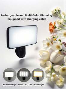 Buguangdeng 1pc LED Selfie Light, 3 Lighting Modes, Portable Clip-On Fill Light, Suitable For Makeup, Live Streaming, Zoom Meetings, Rechargeable Clip-On Video/Photo Lighting For Smartphone, Camera - Pink - View 5