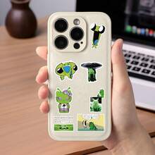 8pcs Cute Little Alien Die-Cut Stickers, Minimalist Adorable Waterproof Decals For Phone Case Packaging - Multicolor - View 4