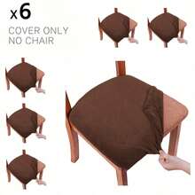 Soft Stretch Velvet Dining Chair Seat Slipcover, Removable Washable Dust-Proof Chair Cushion Protector, Universal Seat Pad Cover For Kitchen, Dining Room, Home Household - Multicolor - View 44