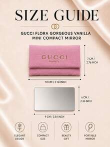 مرآة مدمجة زهرية من GUCCI مقاس 9*6 سم، مع حقيبة وردية، مرآة مدمجة عالية الدقة للاستخدام اليومي والسفر، مثالية كهدية - متعدد الألوان - مشاهدة 11