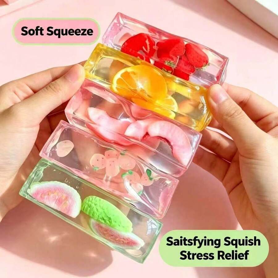 1pc Transparent Fruit Strip Squishy, Moldable Non-Rebounding Squeeze Toy, Soft Sweet Scented Soft Rubber Fruit Strip, Stress Relief Sensory Toy, Perfect Gift, Holiday Gift, Birthday Gift, Gift