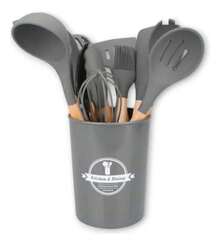 Kit De Cozinha 12 Utensílios Silicone Concha Colher - Cinza - Visão 1