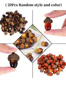 MEHELANY 20Pcs Artificial Acorns Bulk Pack, Brown Orange Fake Foam Acorns With Oak Caps, Harvest Bowl & Tray Fillers, Farmhouse Fall Thanksgiving Halloween Home Table Decor, DIY Wreath Garland Floral Craft Supplies, Autumn Wedding Scatter - Multicolor - View 7