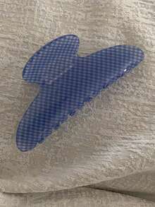 1pc Blue Plaid Twill Hair Clip, Transparent Grid Non-Slip Claw Clip, Retro Avant-Garde Style, Large Hair Claw, Women's Daily Hairstyle Accessory - Multicolor - View 8