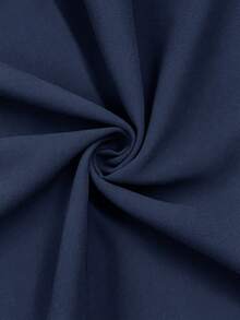 Elegant Solid Navy Blue Chiffon Long Dress, Round Neck, Flutter Short Sleeves, Elastic Ruffle Waist, Flowy Women's Dress - Navy Blue - View 11