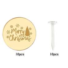 60pcs/20pcs/10pcs Gold Mirror Acrylic Merry Christmas Cupcake Toppers, Round Penguin Santa Wreath X‑Mas Cake For Christmas Holiday Party Decor ﻿ - Multicolor - View 17