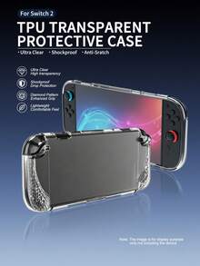 適用於 Switch 2，1件防滑菱格紋保護殼 + 4件搖桿帽套組，防摔防刮，強化遊戲操作手感，實用遊戲配件 - 查看 1