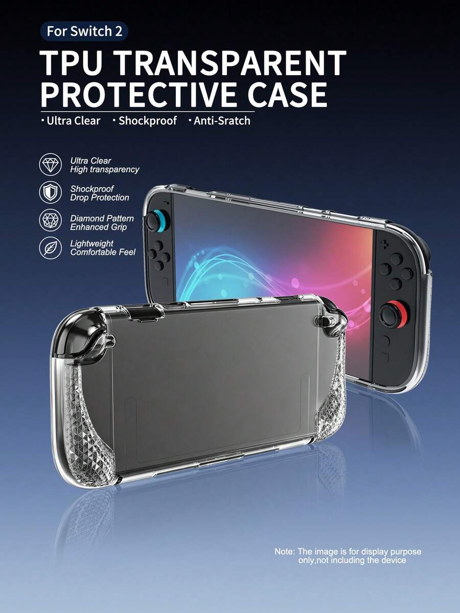 適用於 Switch 2,1件防滑菱格紋保護殼 + 4件搖桿帽套組,防摔防刮,強化遊戲操作手感,實用遊戲配件 - 查看 1