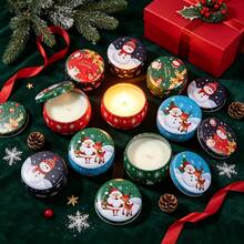 60pcs Christmas Candle Making Kit, 8pcs 2.5oz Random Christmas Pattern Empty Metal Candle Jars, Wicks, Wick Stickers, Wooden Wick Holders, DIY Scented Candle Handmade Set, Holiday Gift - Multiple Styles - View 7