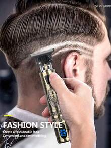 HIENA Men's Electric Cordless Hair Clipper, Sideburns Trimmer, Carving Clipper, LED Display Screen, USB Charging, Lithium Battery, With 4 Limit Combs And Cleaning Brushes, Personal Gift, Good Gift - View 4