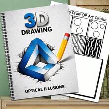 3D Optical Illusion Painting Tutorial Notebook, Learn To Draw Complex 3D Pattern Artworks, Spiral Bound, Suitable For Adult Leisure And Stress Relief, Multiple Styles Available (Pen Not Included) - Single Piece - View 11