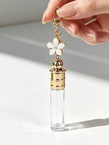 10ml Refillable Roller Empty Perfume Bottle And Free Gift, Clear Glass Travel Perfume Vial With Roller Ball, Decorative Flower Charm Keychain, Leakproof Portable Oil Sample Dispenser, Travel Essential Items, Perfume Travel Refillable, Travel Bottles - View 7