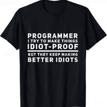 T-Shirt With Humorous Print For Women, Urban Casual Style, Funny Programmer Design, Hip-Hop Fashion For Programmers, Graphic T-Shirts - 款式 - 查看 1