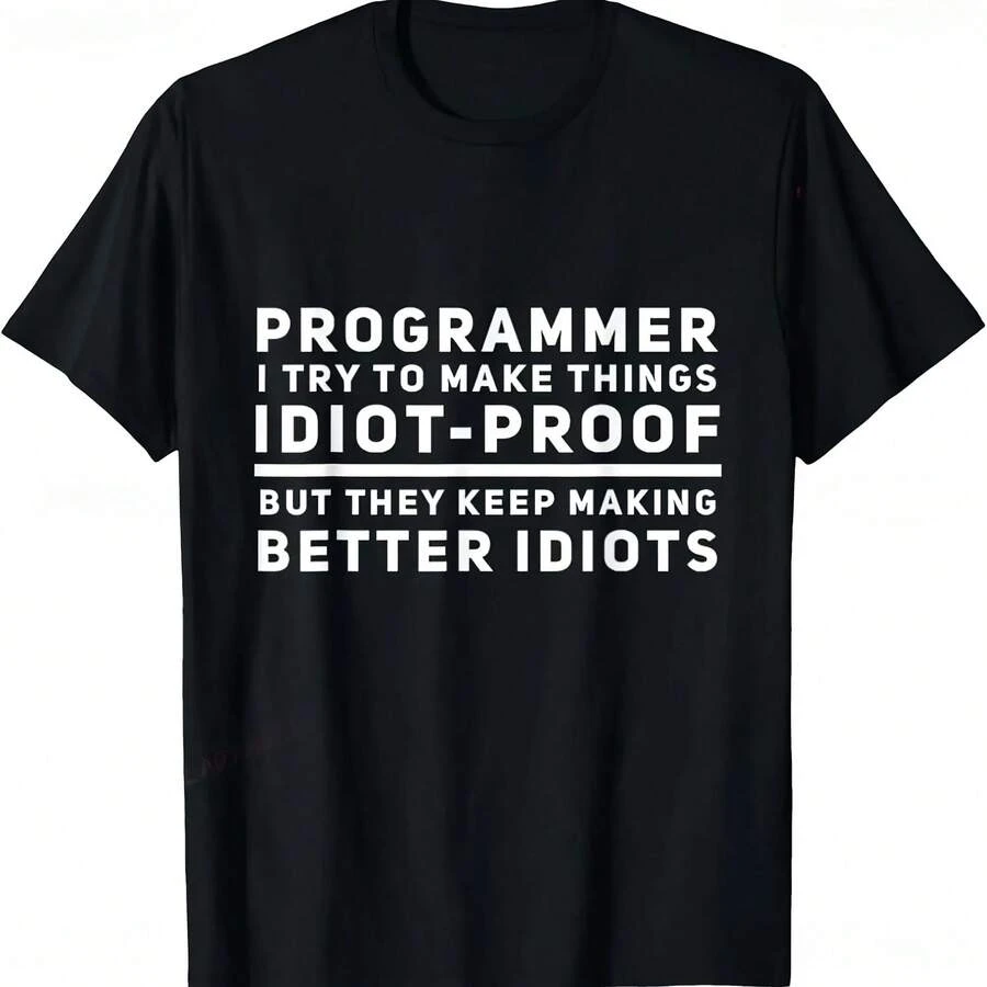 T-Shirt With Humorous Print For Women, Urban Casual Style, Funny Programmer Design, Hip-Hop Fashion For Programmers, Graphic T-Shirts - 款式 - 查看 1